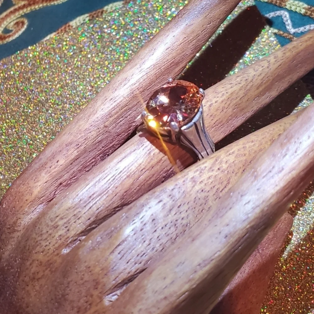 Silpada Sterling Silver Faceted Champagne Cubic Zirconia Gemstone Ring - Picture 11 of 13